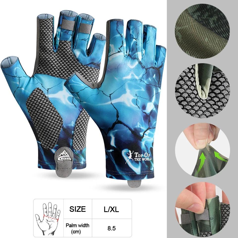 Рыболовные перчатки, противоскользящие дышащие высокоэластичные мужские велосипедные перчатки с половиной пальца, быстросъемные рыболовные перчатки из ледяного шелка