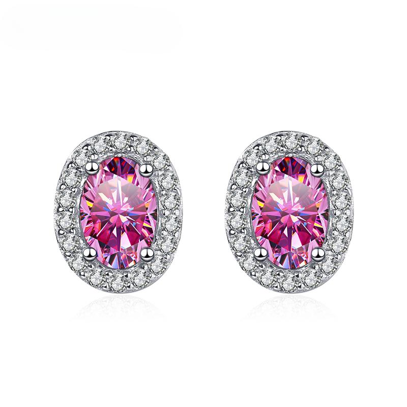 Классический дизайн, серьги-гвоздики с муассанитом 1 карат для женщин, серебро S925, овальной формы, ювелирные украшения для вечеринки, юбилея