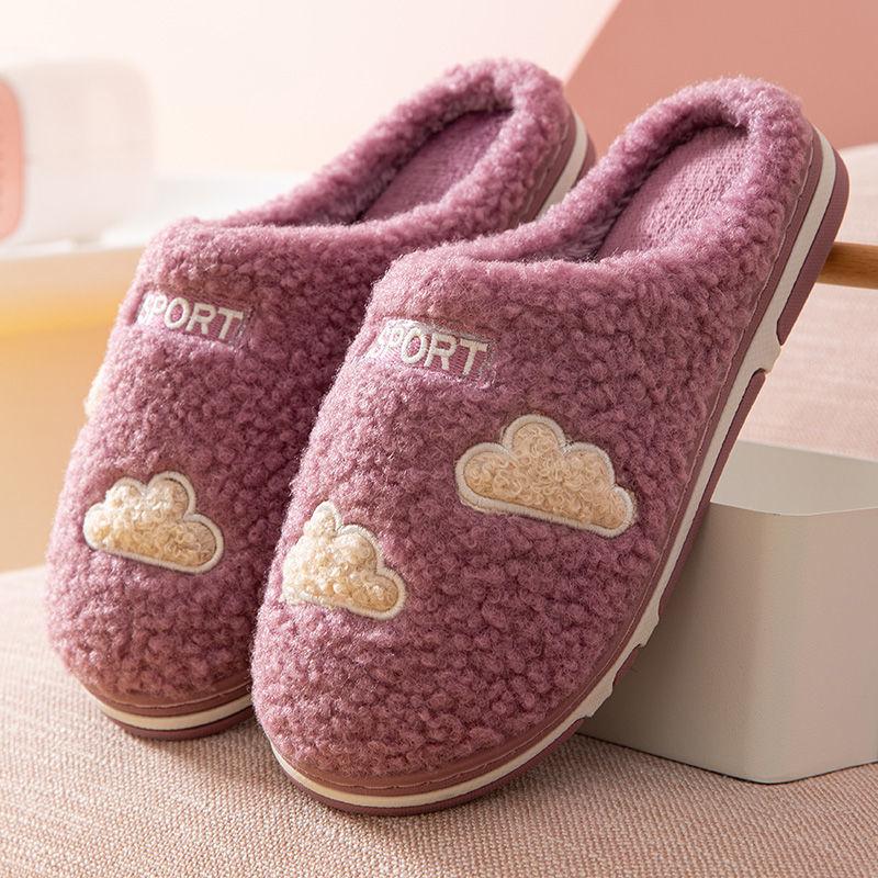 Men's Cotton Slippers Winter Plus Velvet Couple Indoor Non-slip Home Warm Plush Slippers Women's Thick-soled Slippers