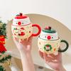 Рождественские подарки Кружка керамическая «Мир» с крышкой Креативная кружка для девочек Милые бытовые стаканы для воды Офис