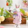 Easter Bunny Figurine Resin Rabbit Statue Holding Flowers/Carrots Spring Tabletop Ornament for Home Office Desk Shelf Decor