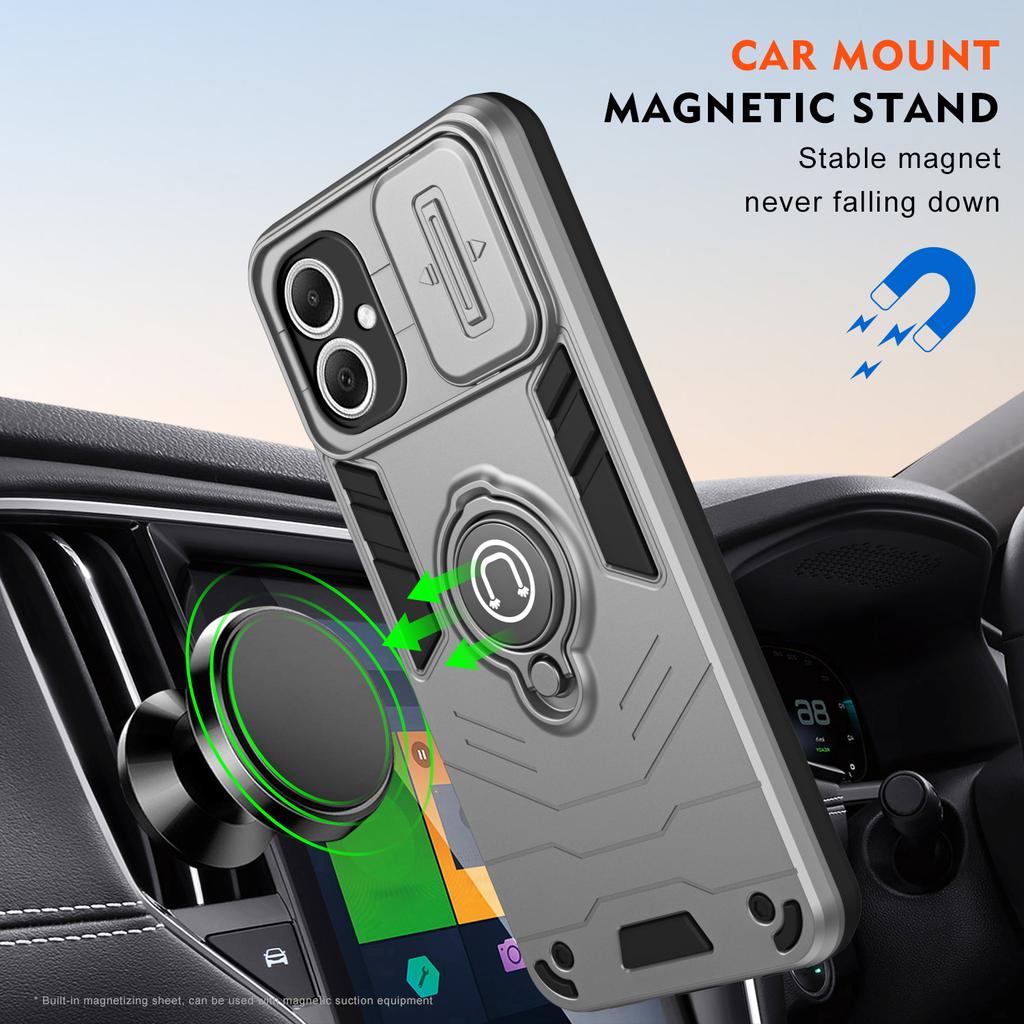 For Samsung Galaxy A06 5G Case Slide Camshield Kickstand PC+TPU Phone Cover