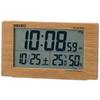 Clock Alarm Clock Table Clock Natural Radio Digital Calendar Comfort Temperature Humidity Display Light Brown Wood Grain SQ784A SEIKO