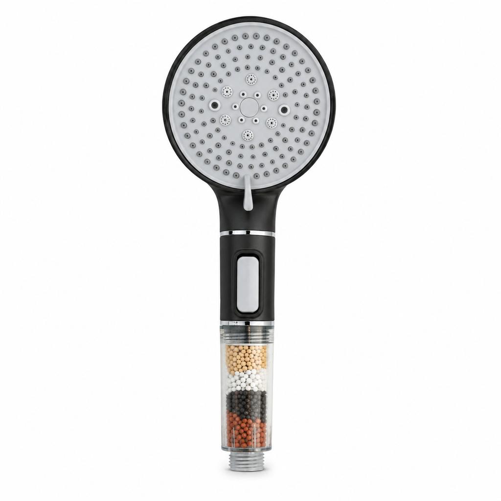 High Pressure Filter Hand Shower Set Stainless Steel Held Head for Bathroom Water Saving Wall Mounted Holder Rail