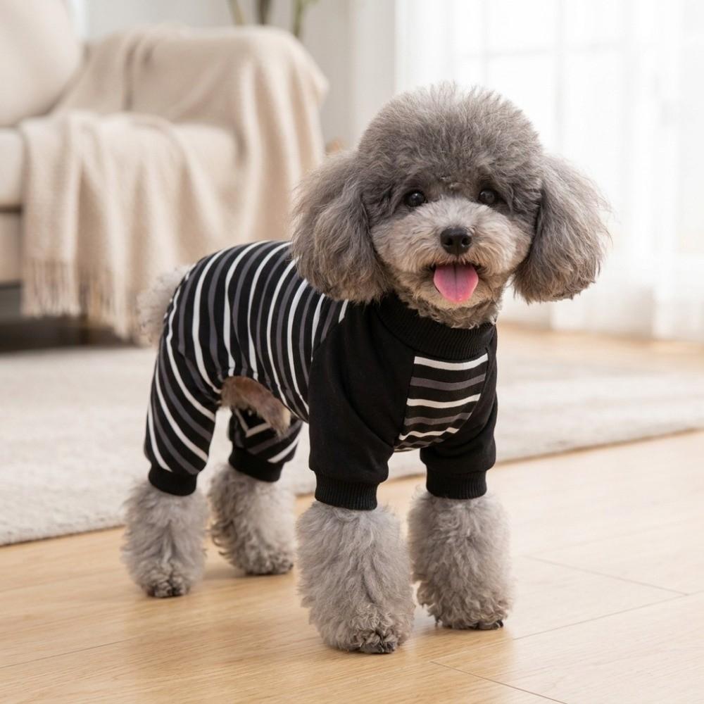 Light Weight Pet Jumpsuit Striped Print Cat Home Wear Pet Loungewear Small Breed Use