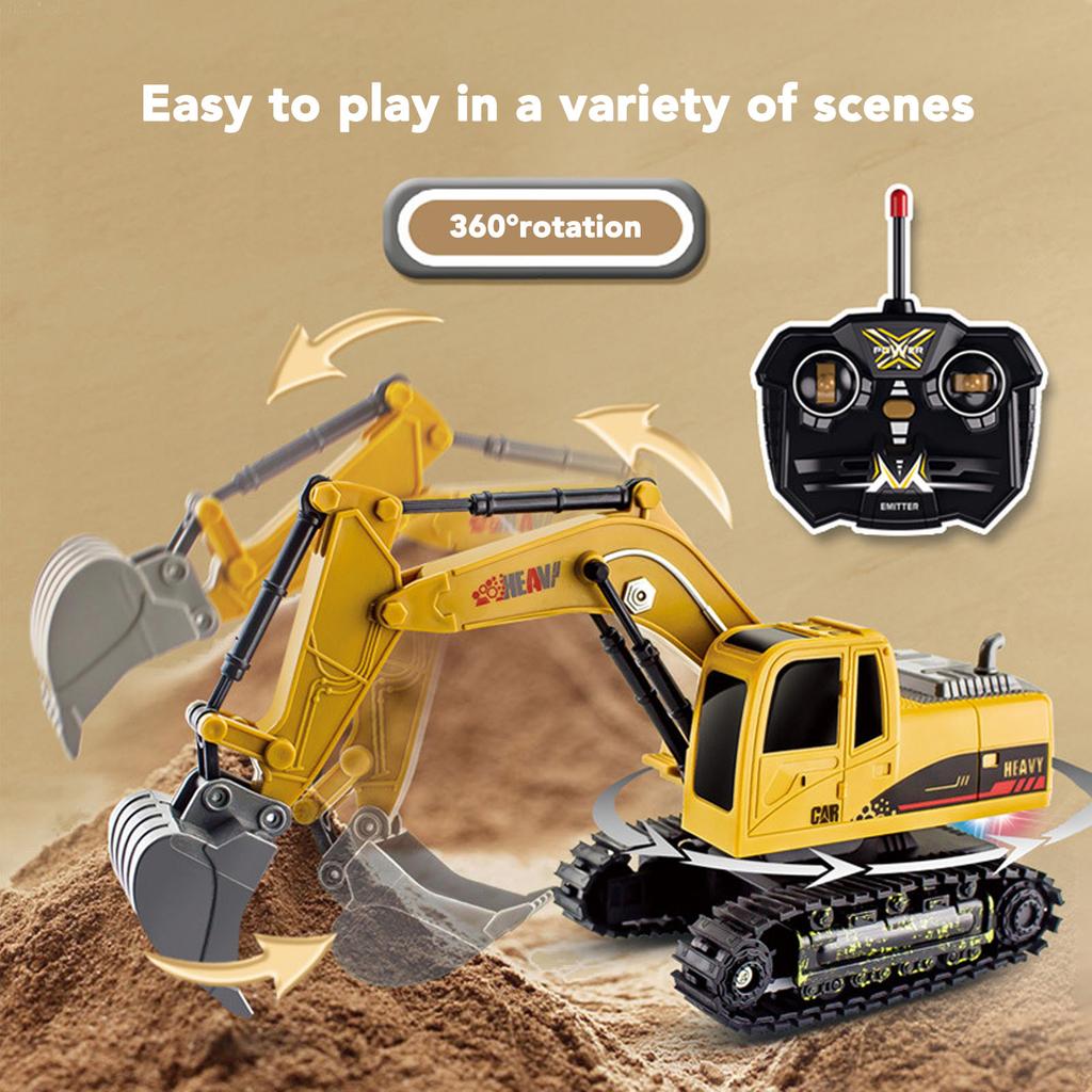 27MHZ RC Excavator Construction Truck 5 Channel Realistic Impact Resistance Car Model for Boys Girls