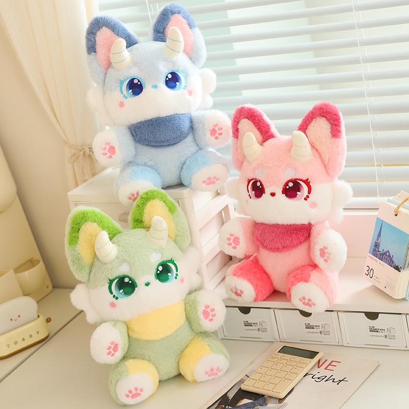 Cute Colour Big Tailed Phantom Fox Plush Toys Lovely Soft Stuffed Cartoon Animals Dolls Pillow For Birthday Christmas Gift