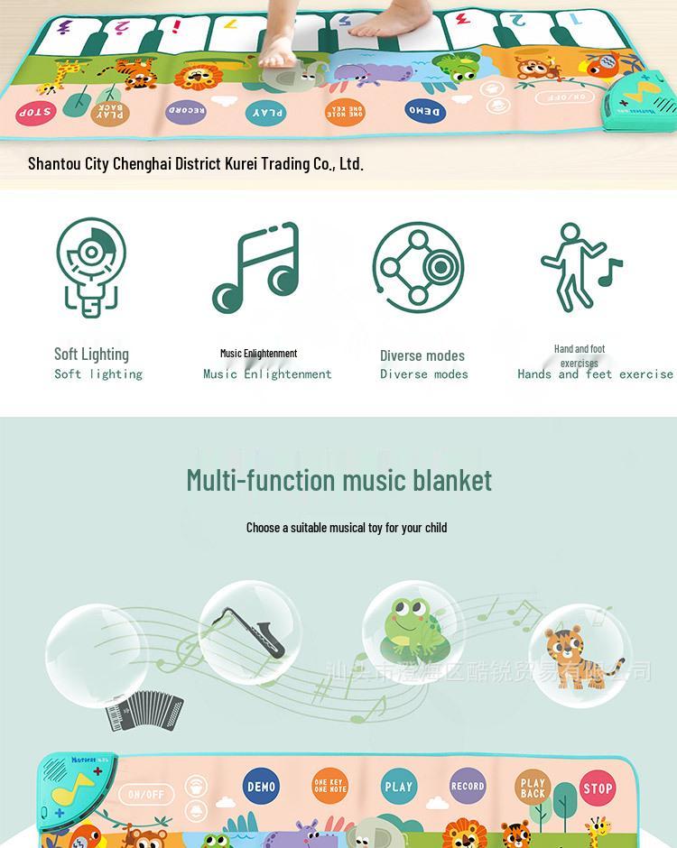 Детский напольный музыкальный коврик-пианино - Развивающий многофункциональный коврик для ползания и игр для детей