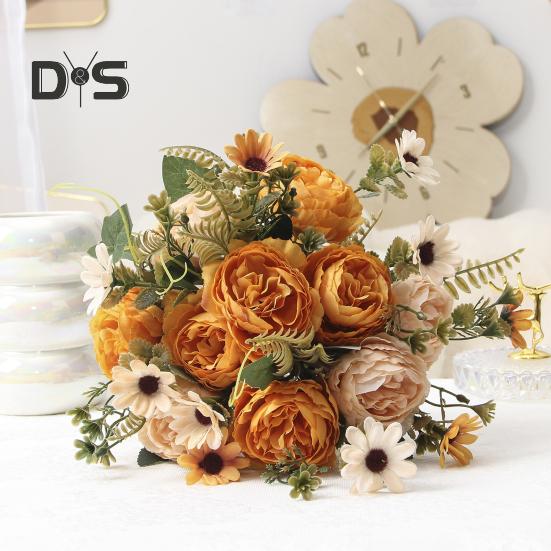 Букеты из искусственных цветов, искусственные ромашки, пионы, букеты, искусственные цветы, центральные украшения для стола, цветочные композиции для дома, свадебные украшения для отеля