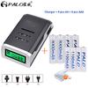 PALO 4pcs AA 3000mAh + 4pcs AAA 1100mAh Rechargeable Battery 1.2V Ni-MH + 4 Slots LCD Smart Charger for AA AAA Battery