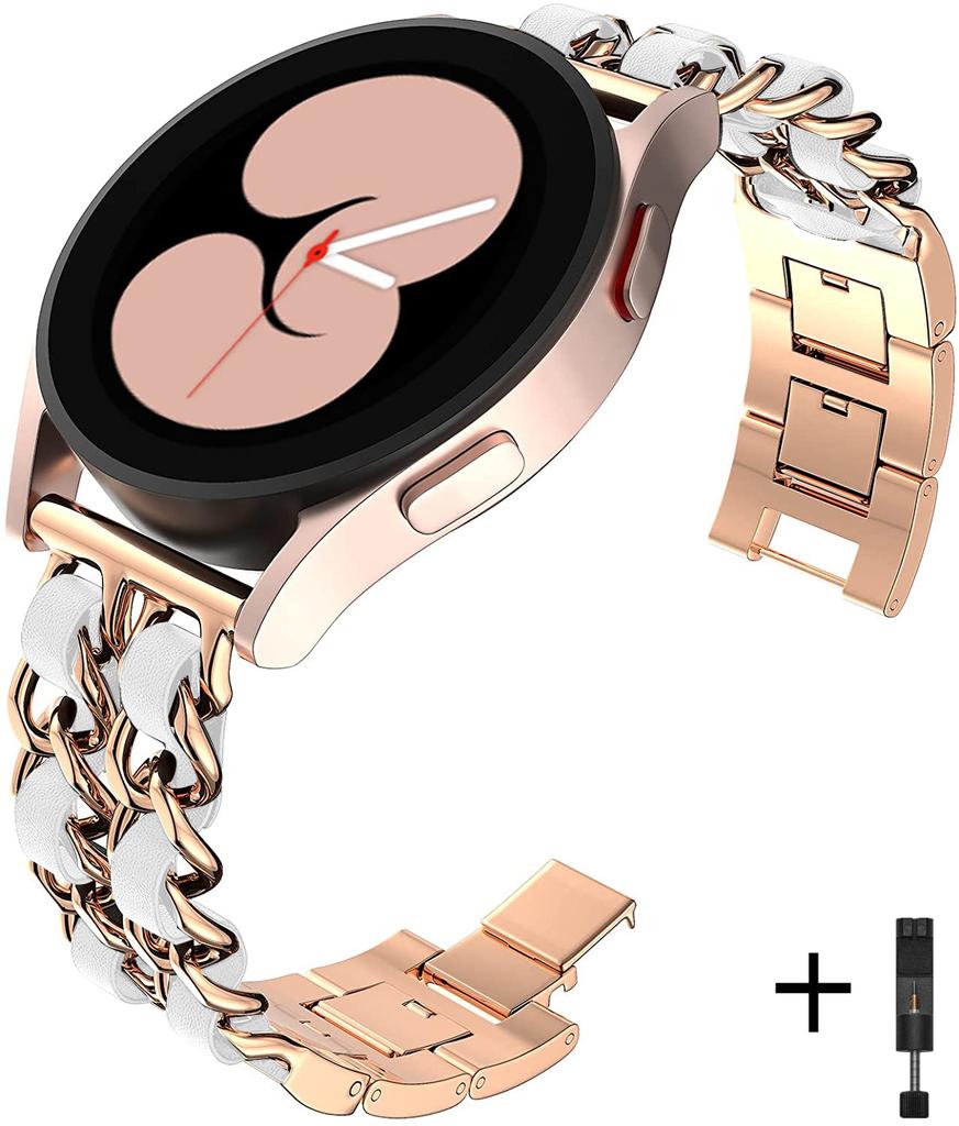 YurKem 20 мм 22 мм ремешок для Samsung Galaxy Watch 4 3 5 pro 45 мм active 2 Gear s3 роскошный кожаный + металлический браслет Huawei watch GT/2/3 ремешок