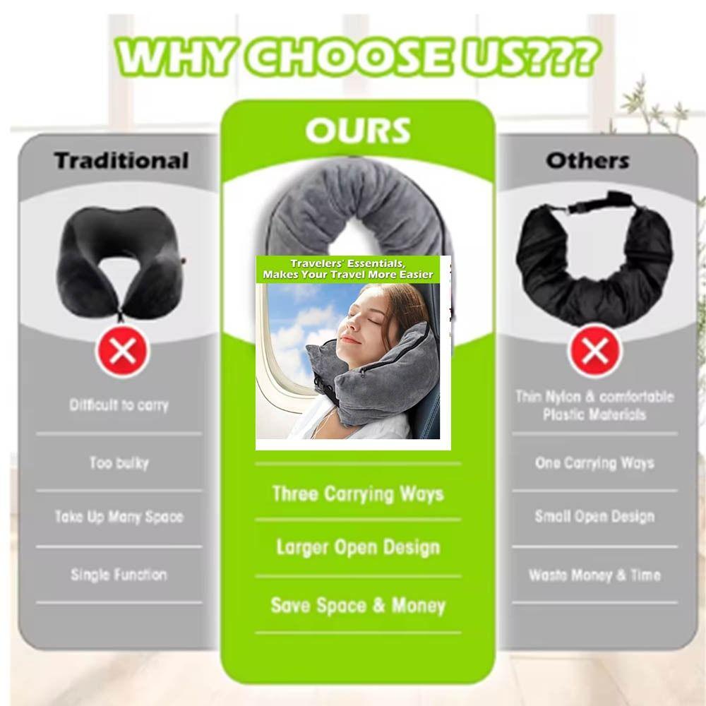 Наполняемая дорожная подушка для шеи, удобная сумка для хранения подушек для шеи, U-образная подушка для полета
