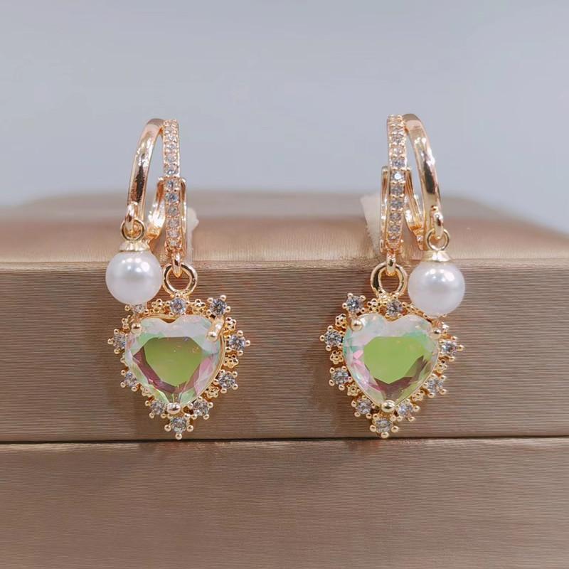 Серьги-капли в форме сердца для женщин, новинка 2023 года, модные красочные серьги с цирконием, роскошные свадебные, помолвочные и вечерние ювелирные аксессуары
