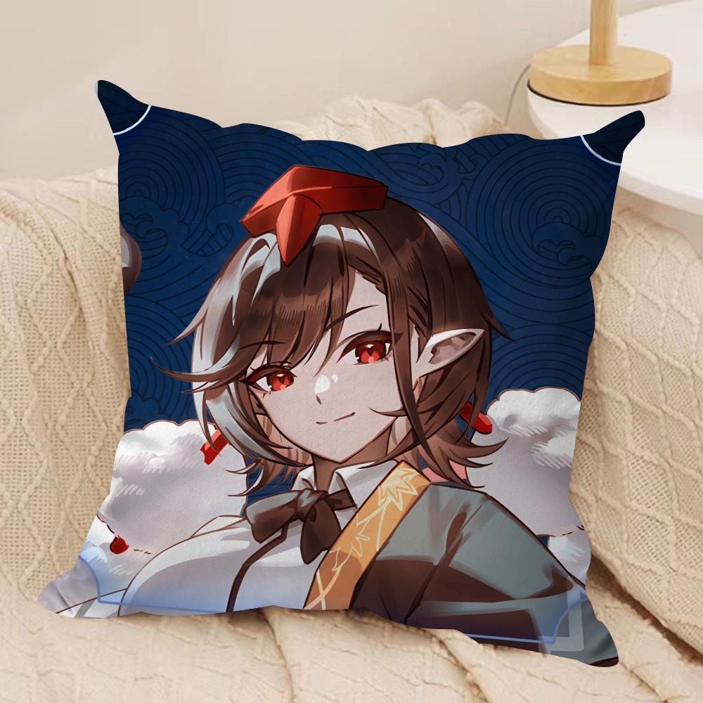 TTouhou Project role game Cushion Cover Silky Short Plush Invisible Zipper Dustproof Sofa Pillow Case for Home Decor