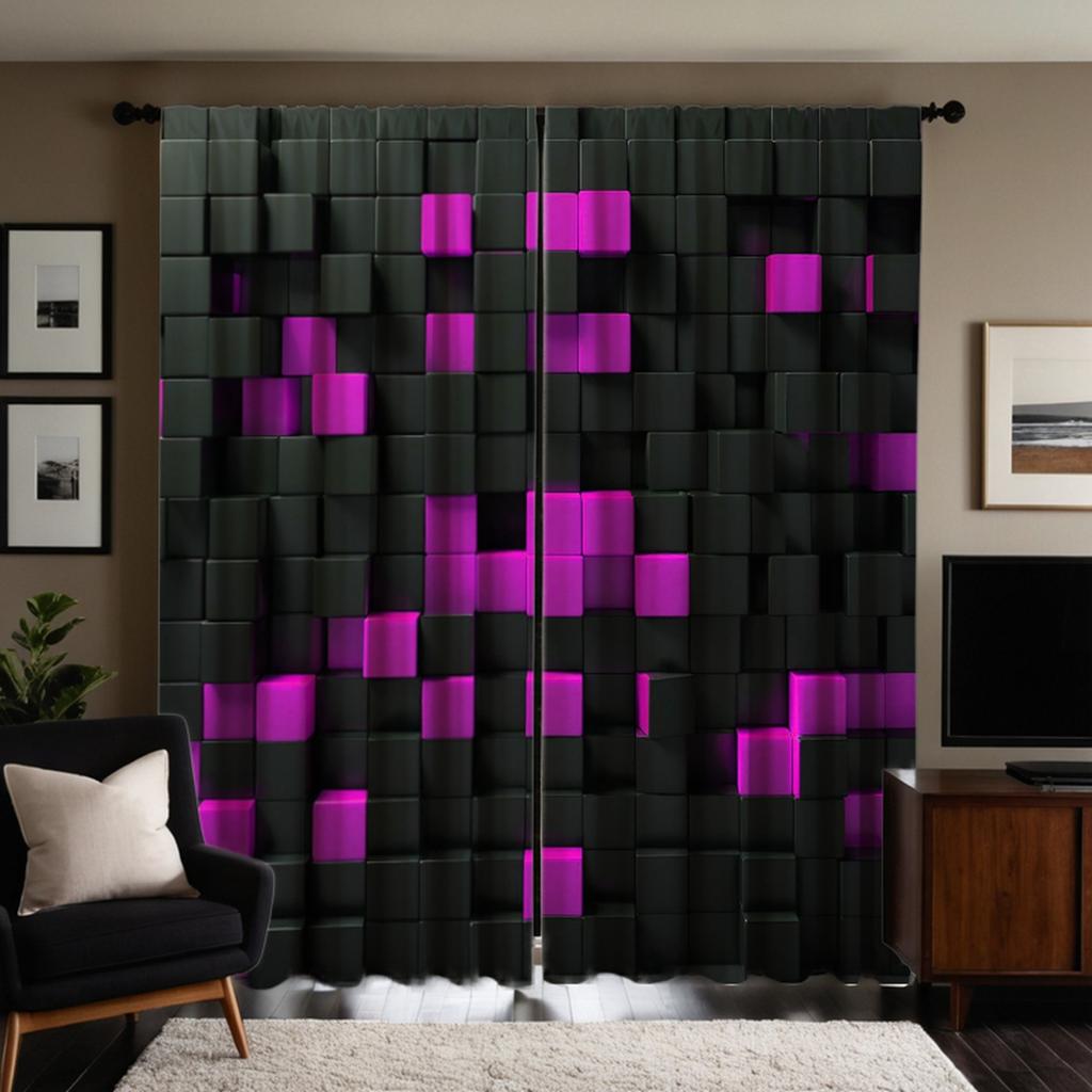 2-х компонентный HD цифровой черный галстук выпуклый квадратный мозаичный занавес украшение дома стиль украшение гостиная спальня через карниз занавес