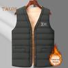 Мужской терможилет с V-образным вырезом, без рукавов, на бархатной подкладке, хлопковый жилет с карманами, однотонный, однобортный, ветрозащитный, теплый, с низом, жилет, куртка