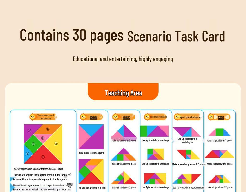 Магнитная головоломка Танграм для детей 3-6 лет - Развивающая игрушка для детей первого класса и детского сада
