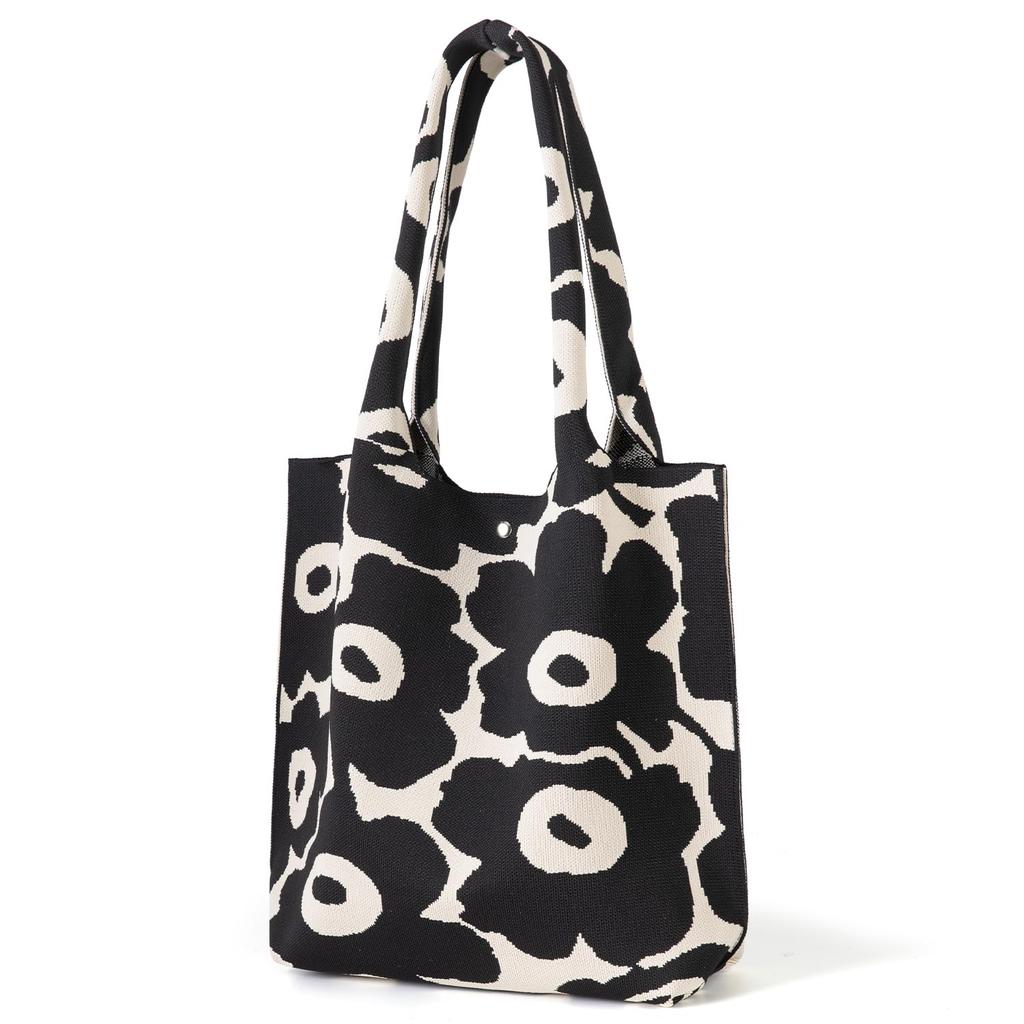 Bagging Tote Bag, Women's, One-Shoulder, A4 Size, Knit, Stiff, Large, Kobe Liberal, nt01 (Leopard Print)