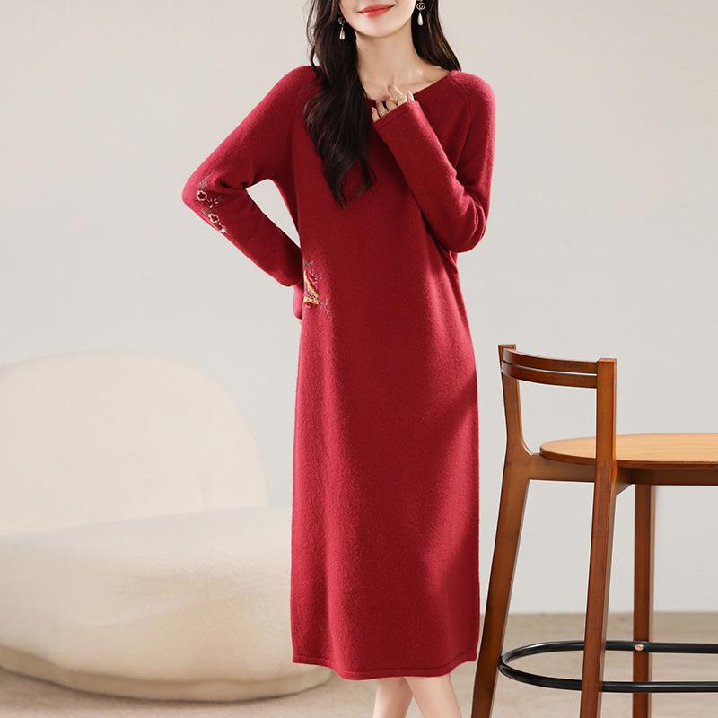 Женское кашемировое платье Qinghe кашемир 30% кашемир 70% шерсть осенне-зимняя кашемировая юбка мягкая и теплая