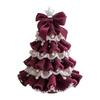 DIY Crochet Christmas Tree Kit Small Xmas Tree Craft Kit with Bow And Faux Pearl Handmade Holiday Decoration for Beginners
