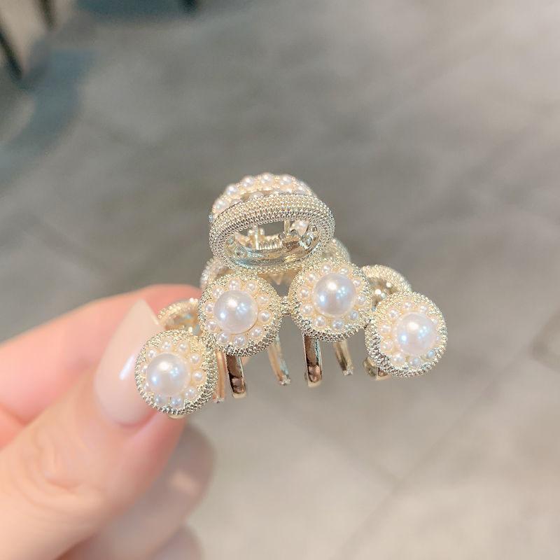 Маленькая заколка для волос Pearl Rhinaute, женская сетчатая заколка для знаменитостей, нежный высокий зажим для хвоста, корейская расширенная заколка для волос с боковым разрезом, головной убор
