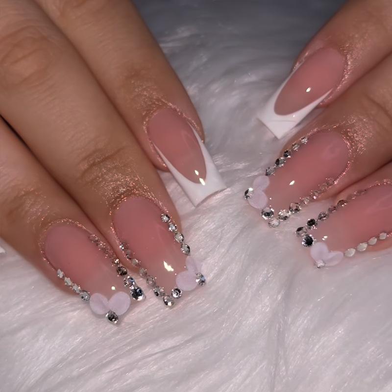 Европейские и американские градиентные персиковые балетные типсы для коротких ногтей