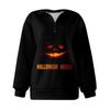 Women's Fashion Casual Long Sleeve Halloween Printed Zipper Turtleneck Drop Shoulder Sweatshirt Top