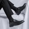Black Leather Shoes Men's Brock Business Dress Casual British High-end Wedding Groom Small Leather Shoes 7667-W