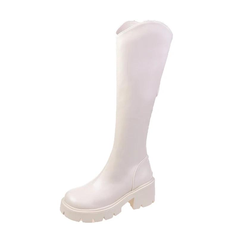Fashion Round Toe Women's Rubber Boots Shoes Winter Footwear Sexy Thigh High Heels High Sexy Boots-Women Zipper Rain 2024 Stiletto Lolit