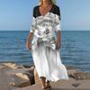 Платья для женщин Винтажный принт Туника с завышенной талией Миди платье Летнее Повседневное платье с рукавом 3/4