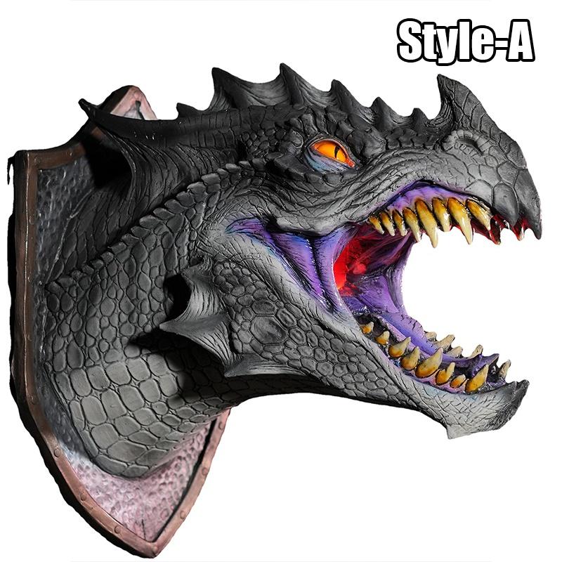 Sprayer LED Dragon Head Hanging Lamp Lantern Wall Lamp Resin Dinosaur Crafts Halloween Decoration Pendent Lamp