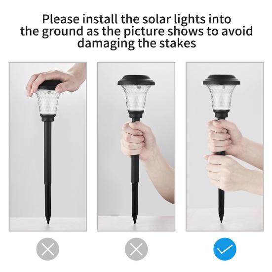 2/4/6 шт. Солнечные садовые водонепроницаемые автоматические фонари включения/выключения IP44 Энергоэффективные сверхъяркие светодиодные газонные лампы