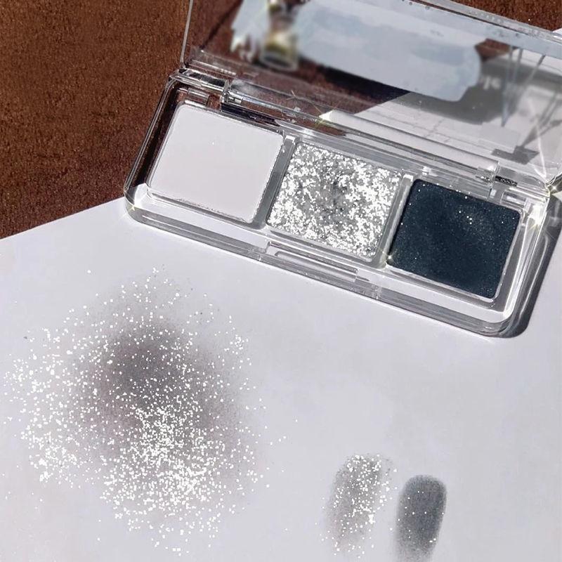 Трехцветный набор теней для век с жемчугом и блестками, матовая роза, темно-серый, зеленый, блестящие тени для век, стойкая пигментная косметика