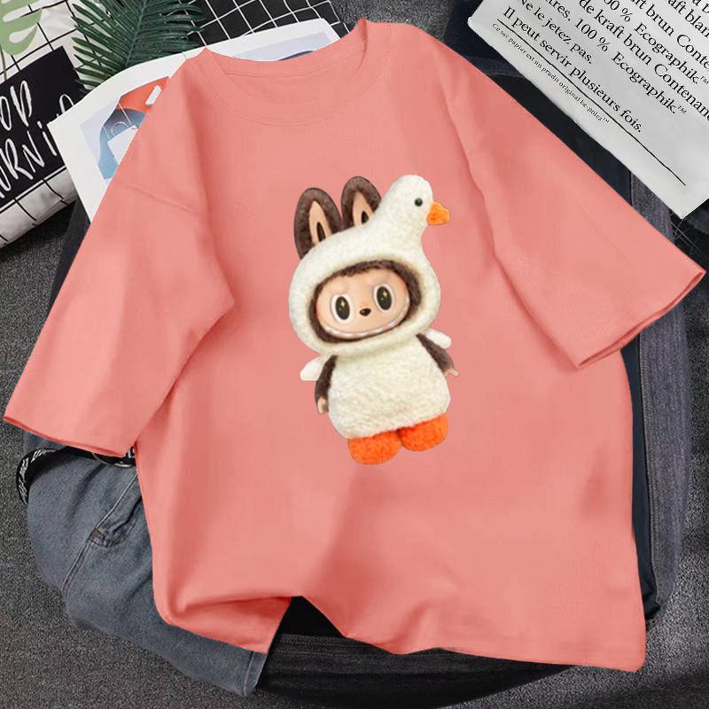 Футболка с коротким рукавом, топ, модный принт LABUBU, всепогодный, унисекс