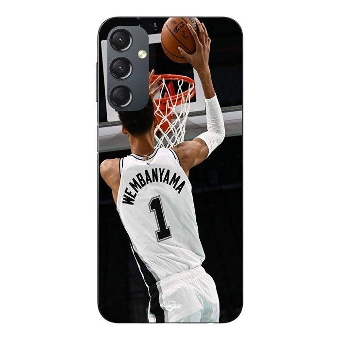 Coque de téléphone - MANIACASE - Samsung Galaxy A14 - Silicone TPU - Noir - Victor Wembanyama n°1