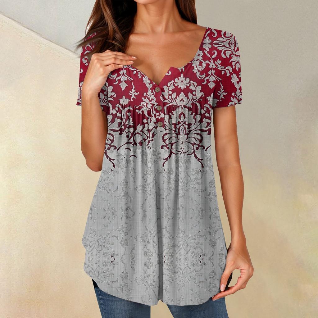 Женские туники, топы, нарядные, повседневные, летние, рубашки с коротким рукавом, свободный крой, плиссированный топ в стиле бохо