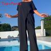 Loose Fit Pure Cotton Top And Pants Suit With Light Silky Finish For Summer Wear