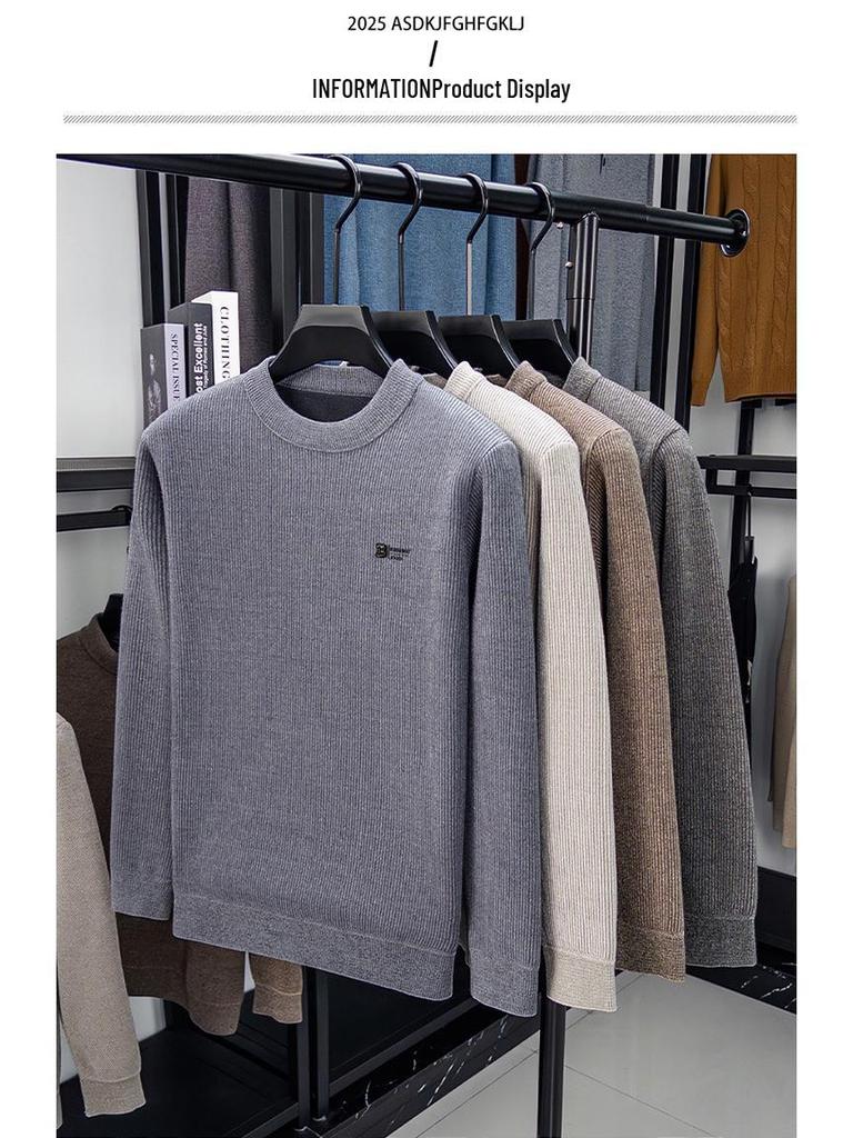 Men’s Winter Mink Velvet Thick Knit Sweater - Round Neck Luxury Casual Pullover