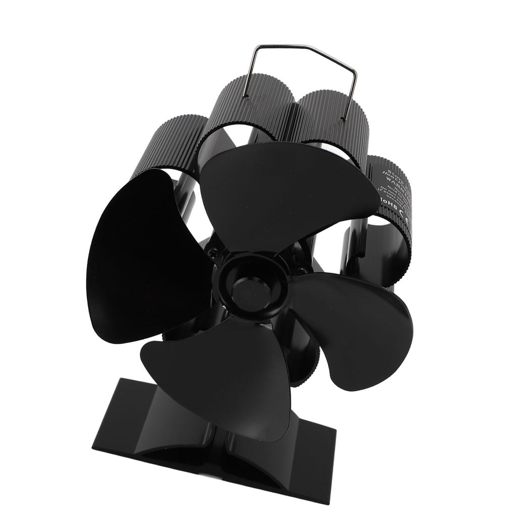4 Blade Wood Stove Fan Anodized Aluminum Alloy Quiet Efficient Heat Powered Fireplace Fan with