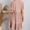 Летние свободные однотонные женские повседневные платья с коротким рукавом, модное винтажное элегантное сексуальное платье с баской, женское свободное платье с оборками на талии 25924