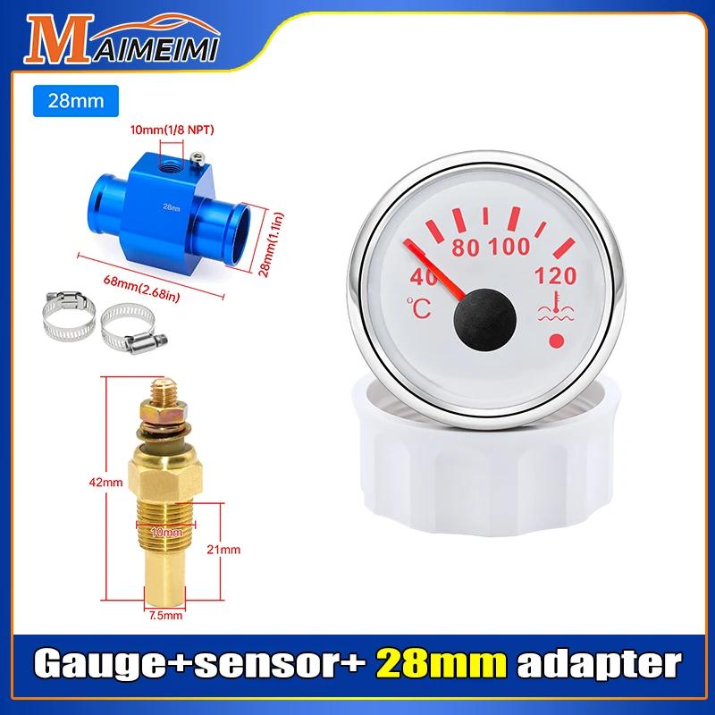 52mm 2inch Marine Boat Water Temperature Gauge Sensor 1/8NPT 40-120℃ Water Temp Meter Indicator 9-32V For Car Auto Motorcycles