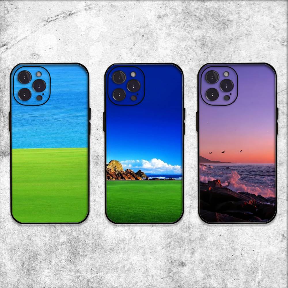 Природный пейзаж Чехол для телефона Силиконовый черный Мягкий Для IPhone 17,16,15,14,13,12,11,SE,Plus Pro Max