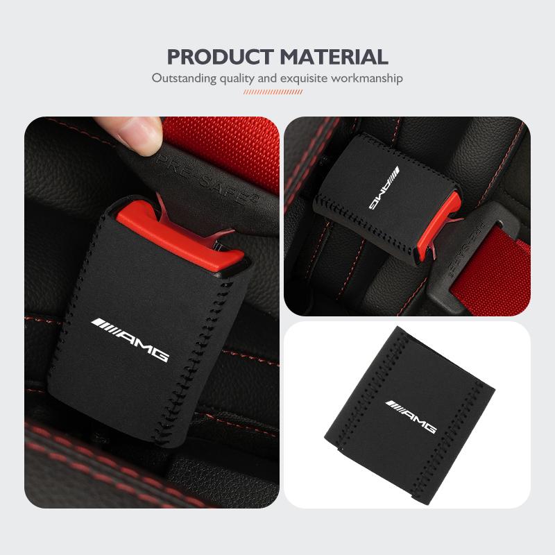 ECLD4 2PCS Car Seat Belt Anti Scratch Buckle Protector Cover Accessories For Mercedes Benz AMG C180 C300 W124 W176 W177 C200 C260 GLC