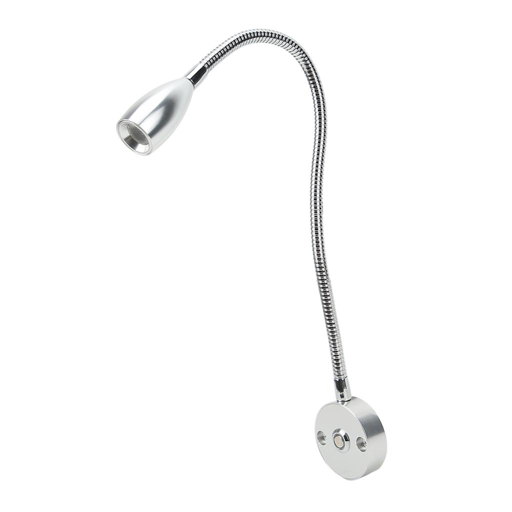 Светодиодный светильник для чтения 3 Вт, настенный светильник для чтения, гибкая гусиная шея, 3 регулируемых цвета для дома на колесах, лодки, каравана, серебристый, 3 цвета