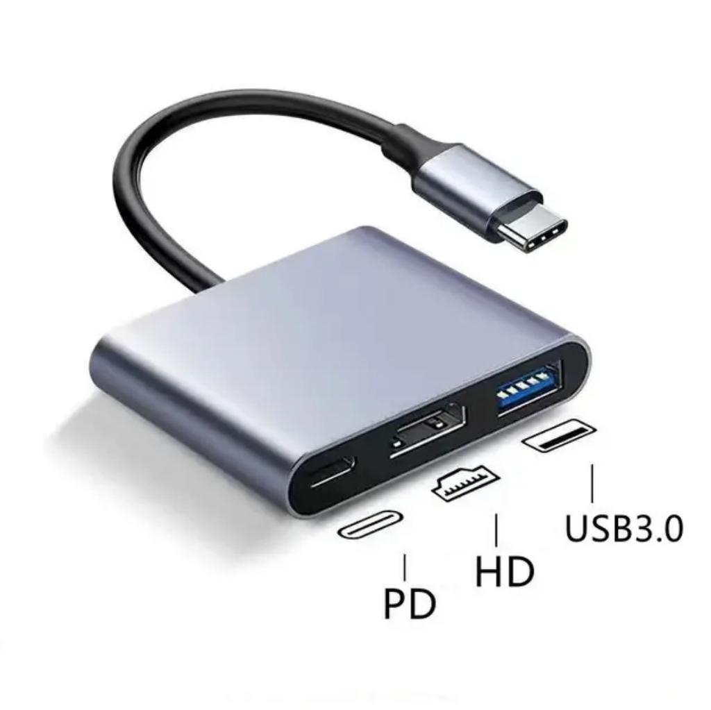 SUNROZ Type-C To HDMI USB 3.0 Adapter for MacBook Apple Samsung Asus HP Type-C USB Hub 4K, Gray (A486760)