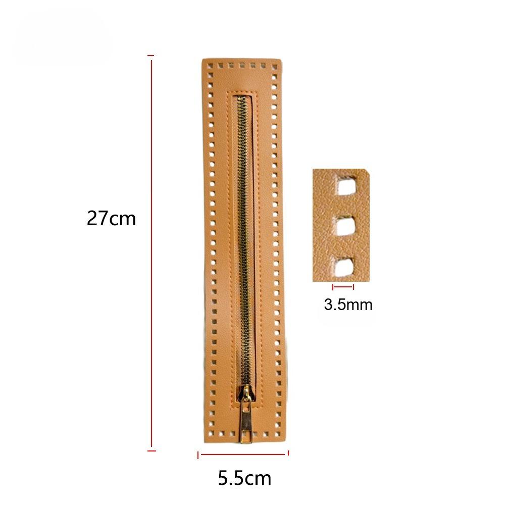 27см ПУ Ремешок Молния Золотистый Металл DIY Вязание Крючком Аксессуары для Сумок Ручной Работы