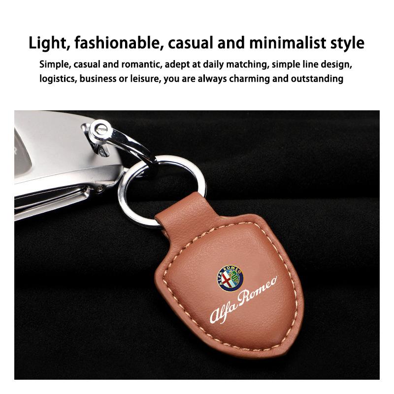 CQSUV1 Leather Car Keychain Key Ring For Alfa Romeo 159 156 147 Mito Giulia Giulietta Tonale Stelvio 8C Volante Accessories