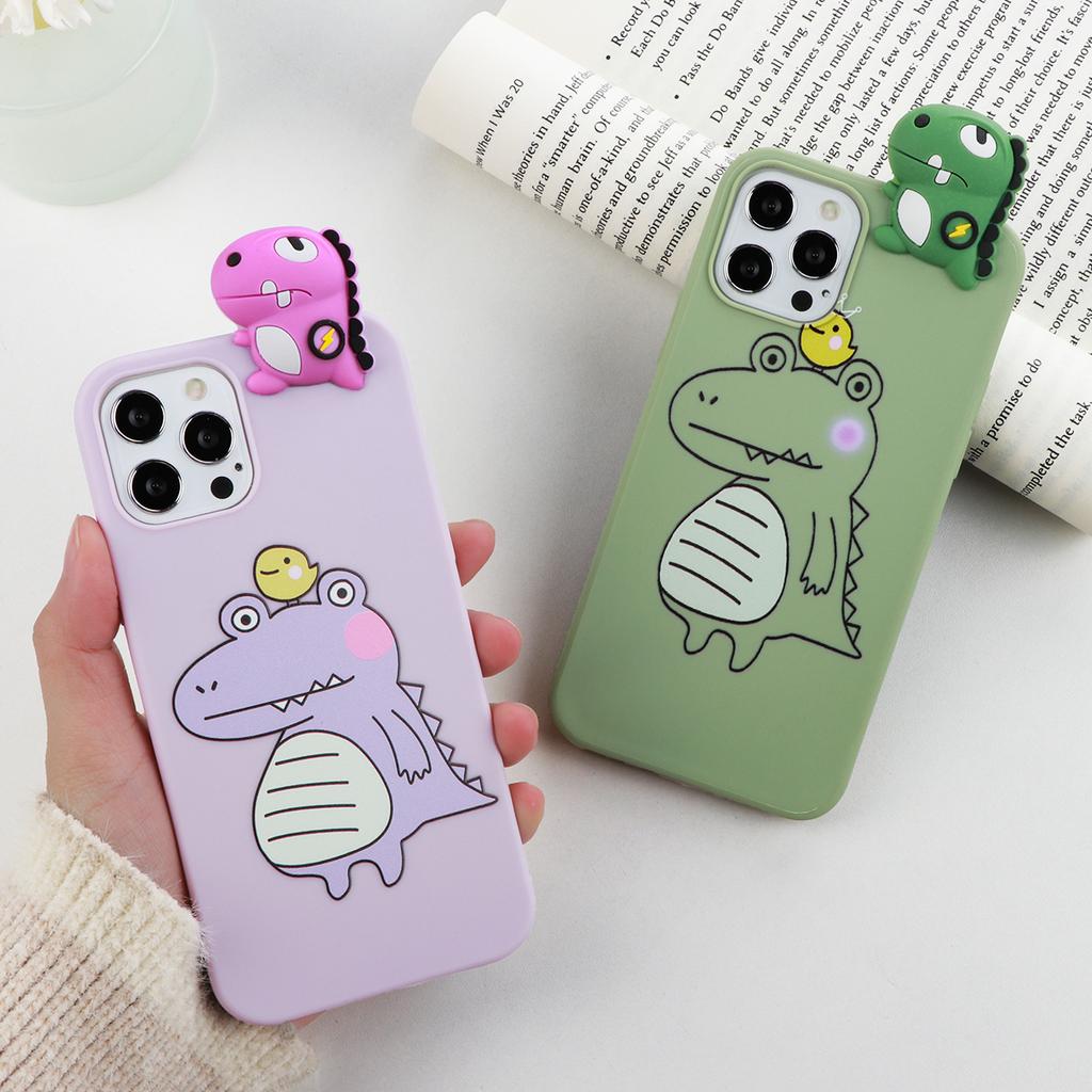 For Samsung Galaxy S10e S20 S21 FE S22 Ultra S8 S9 S10 Plus Note 8 9 10 Lite 20 M31 M32 M52 3D Cartoon Dinosaur Couple Soft Case