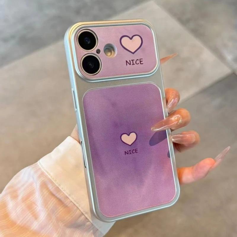 Ins розово-фиолетовый размытый love подходит для iPhone17 гальванизированный чехол для мобильного телефона Apple 16 большие окна 15/14 личность 13
