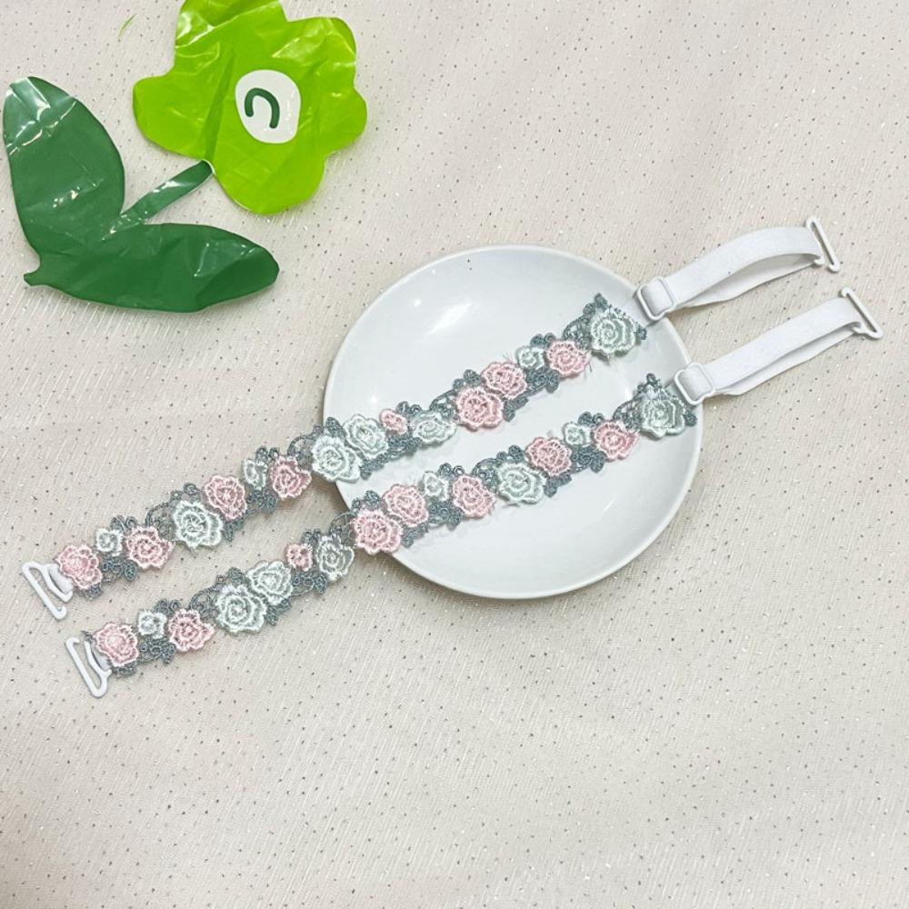 Adjustable Floral Bra Straps with Lace Trim Flower Lingerie Strap Fashion Underwear Strap  Women